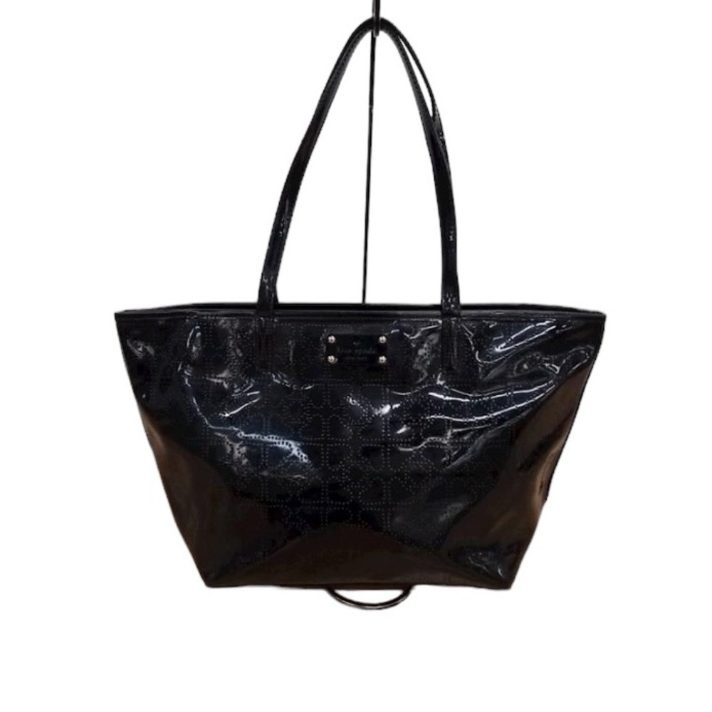 Kate Spade Harmony Black Hearts Patent Leather Tote Purse 11x10x6 - Picture 6 of 7